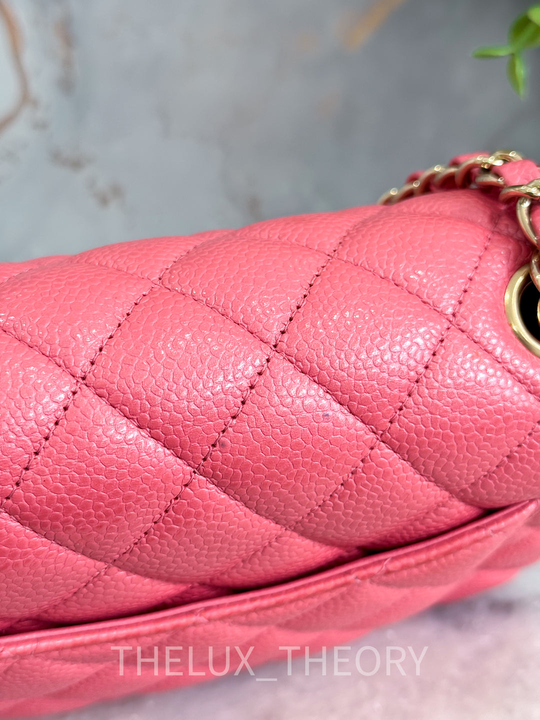 18S IRIDESCENT PINK MINI RECTANGLE CAVIAR LIGHT GOLD HARDWARE