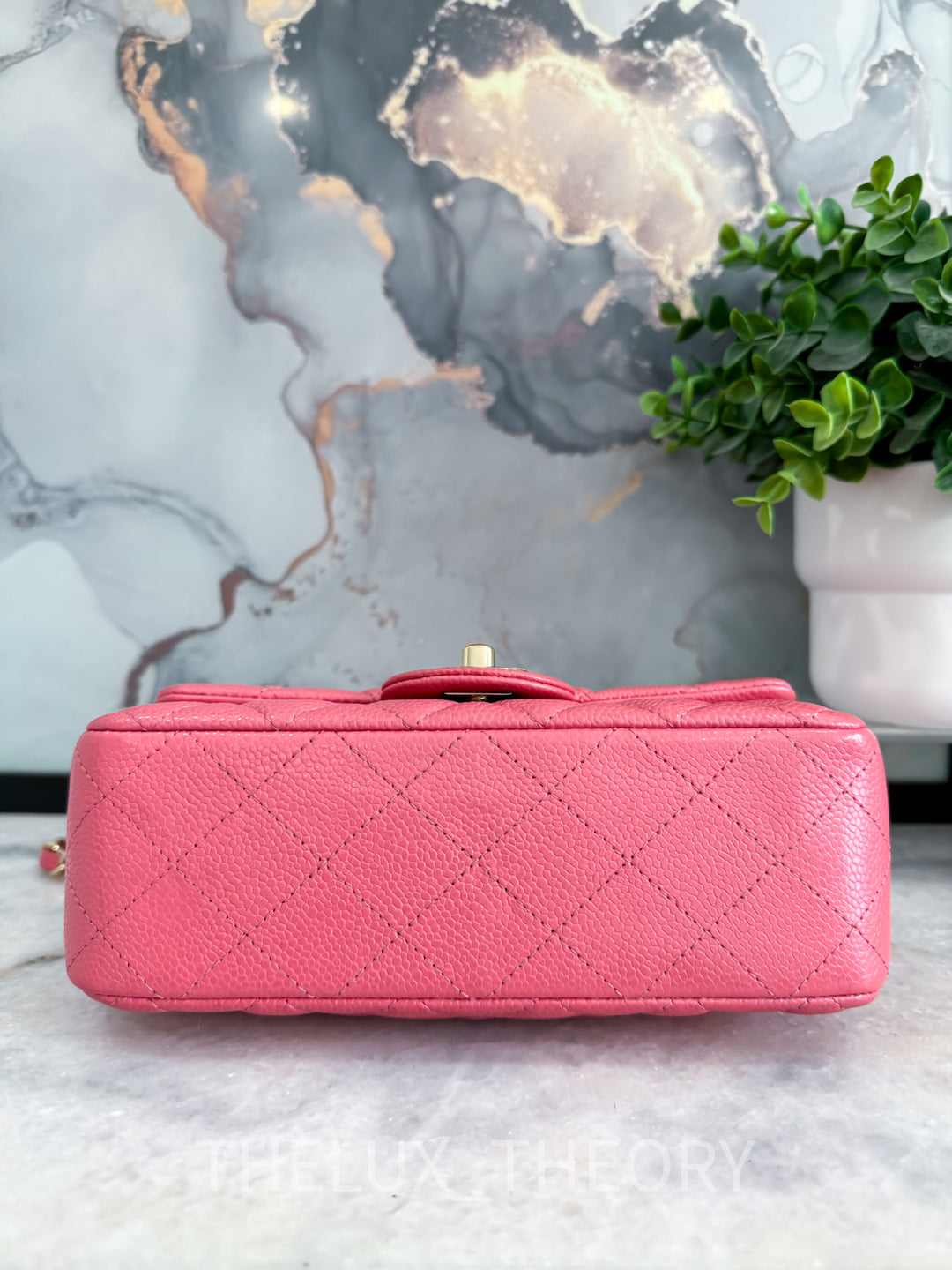 18S IRIDESCENT PINK MINI RECTANGLE CAVIAR LIGHT GOLD HARDWARE