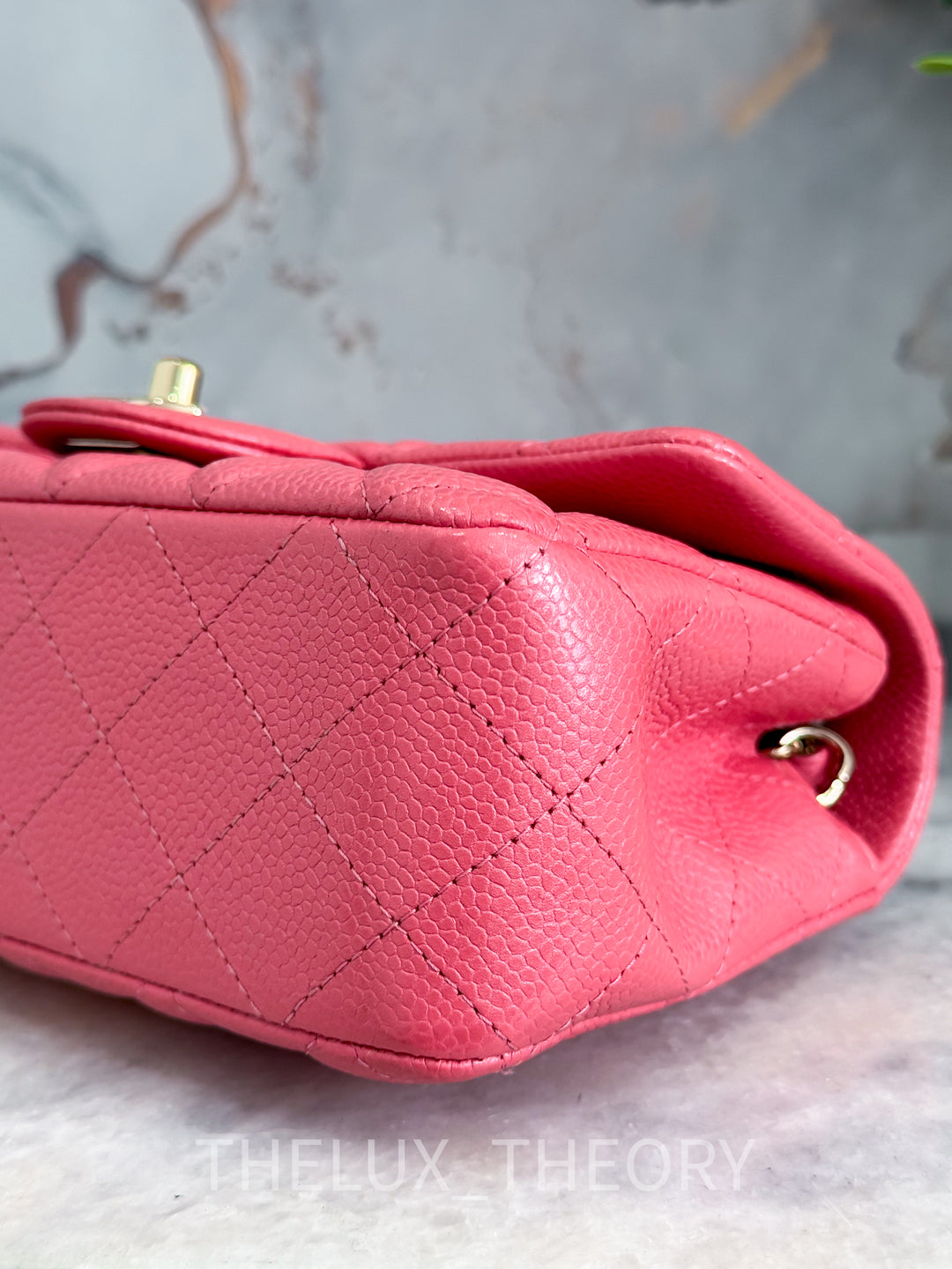 18S IRIDESCENT PINK MINI RECTANGLE CAVIAR LIGHT GOLD HARDWARE