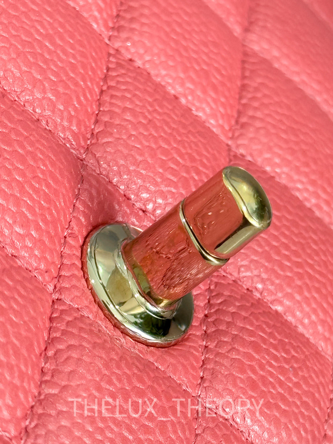 18S IRIDESCENT PINK MINI RECTANGLE CAVIAR LIGHT GOLD HARDWARE