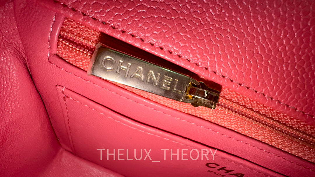 18S IRIDESCENT PINK MINI RECTANGLE CAVIAR LIGHT GOLD HARDWARE