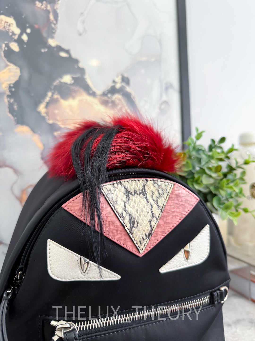 fendi backpack - mini Baguette Black Nylon Gold Logo Small Travel Bag Adjustable chain and leather shoulder straps Leather By The Way Mini