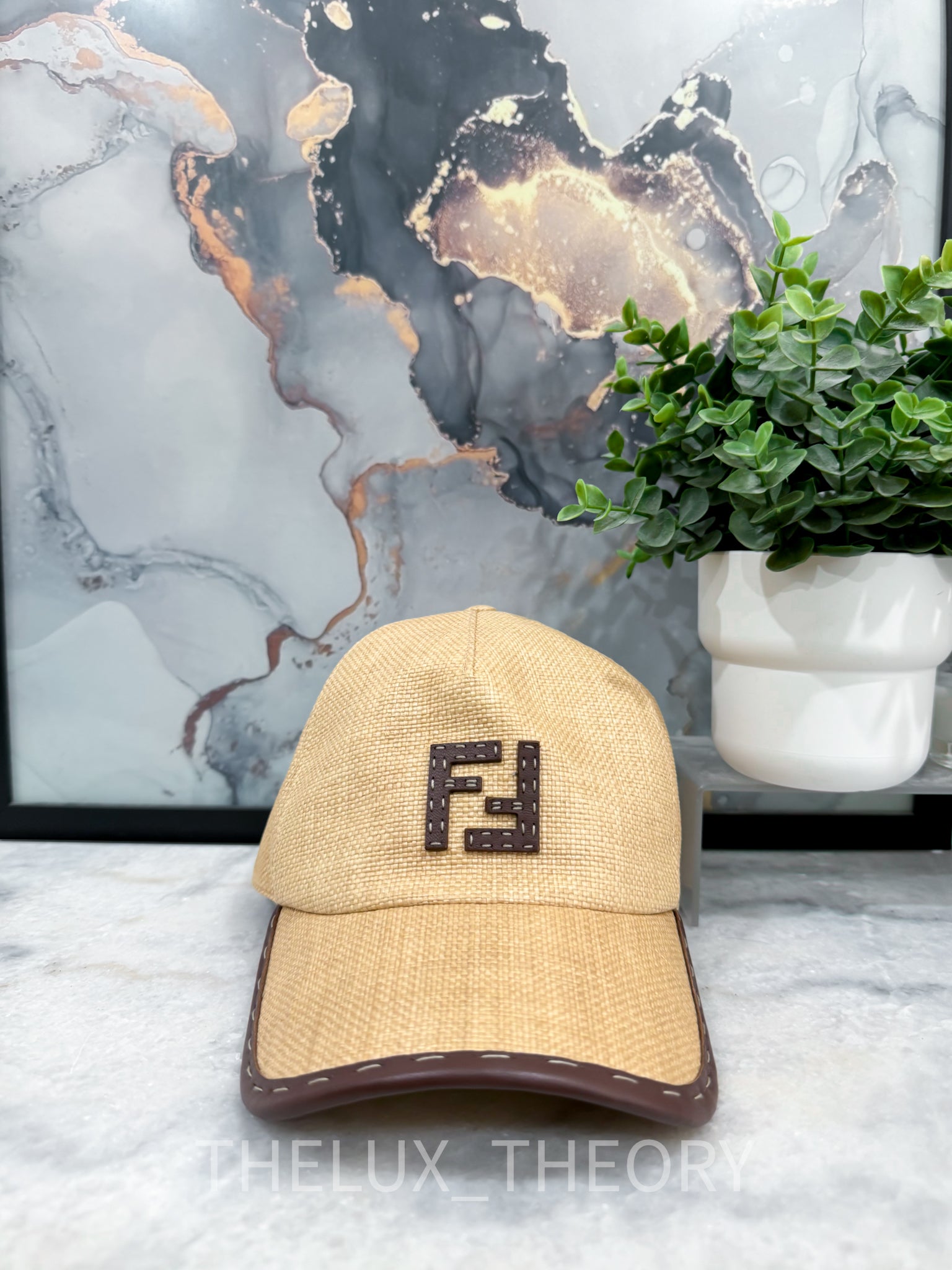FENDI NATURAL WOVEN CAP – THE LUX THEORY