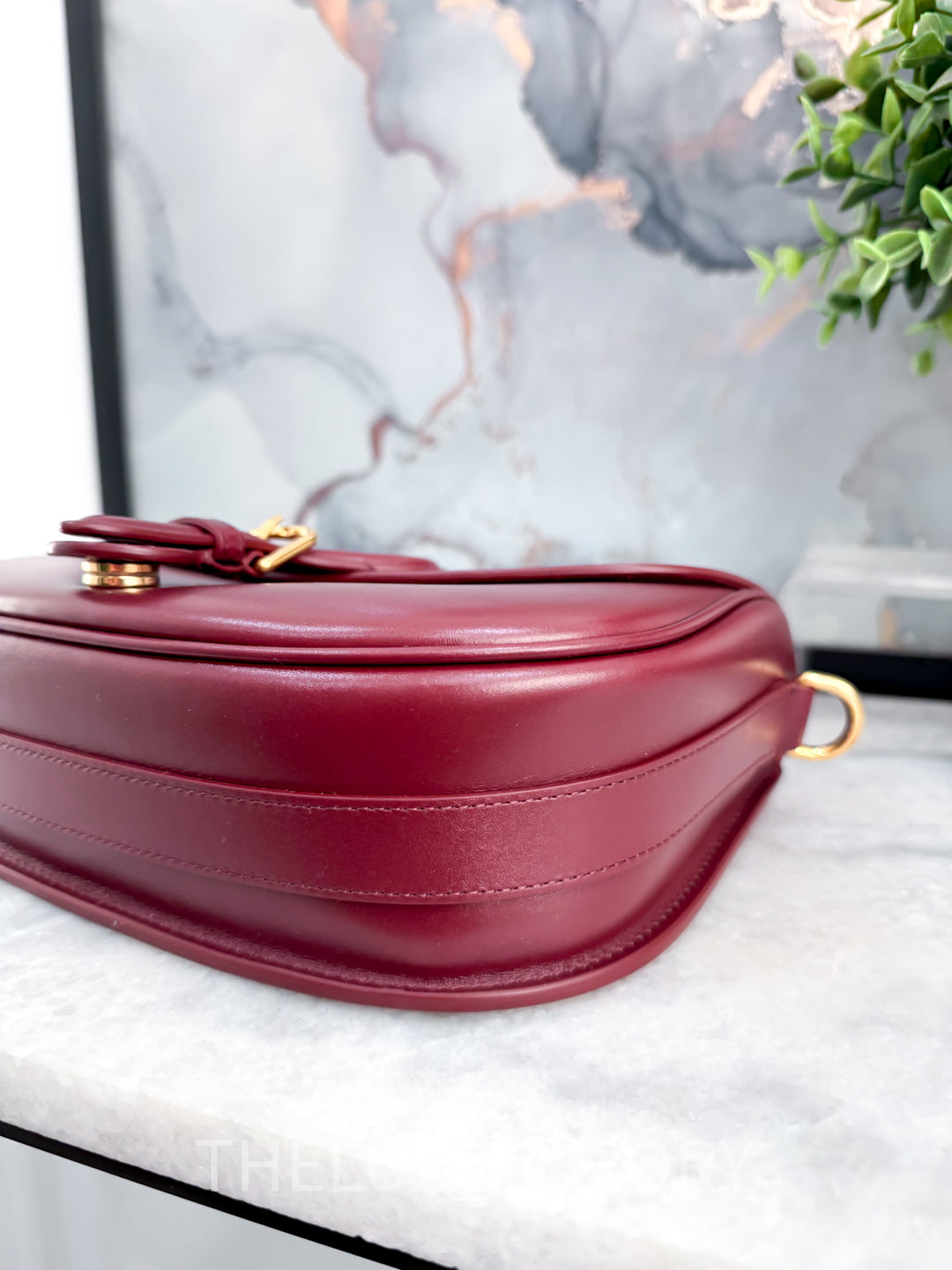 DIOR BOBBY MEDIUM MAROON SMOOTH CALF LEATHER GOLD HARDWARE