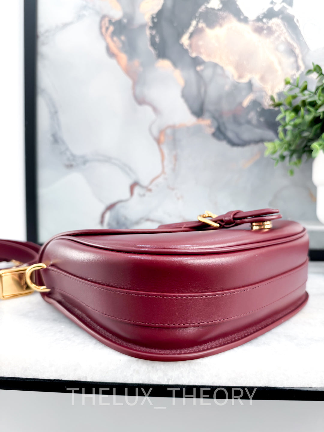 DIOR BOBBY MEDIUM MAROON SMOOTH CALF LEATHER GOLD HARDWARE
