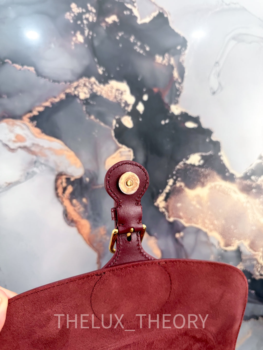 DIOR BOBBY MEDIUM MAROON SMOOTH CALF LEATHER GOLD HARDWARE