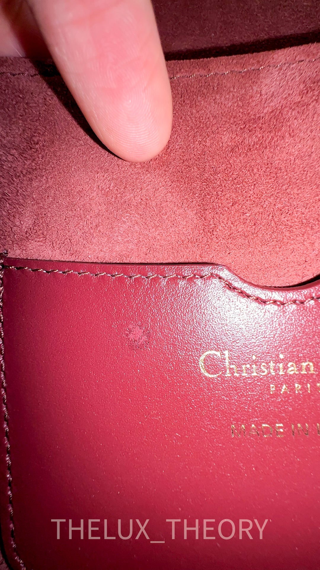 DIOR BOBBY MEDIUM MAROON SMOOTH CALF LEATHER GOLD HARDWARE