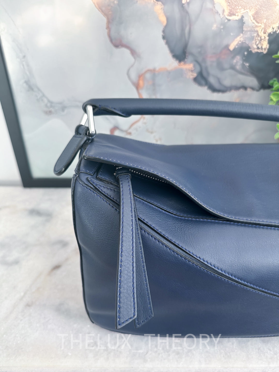 LOEWE PUZZLE MEDIUM NAVY BLUE SILVER HARDWARE (OLD VERSION)