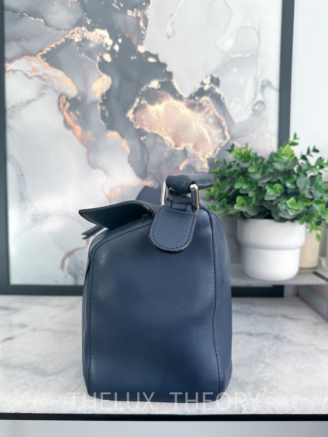 LOEWE PUZZLE MEDIUM NAVY BLUE SILVER HARDWARE (OLD VERSION)