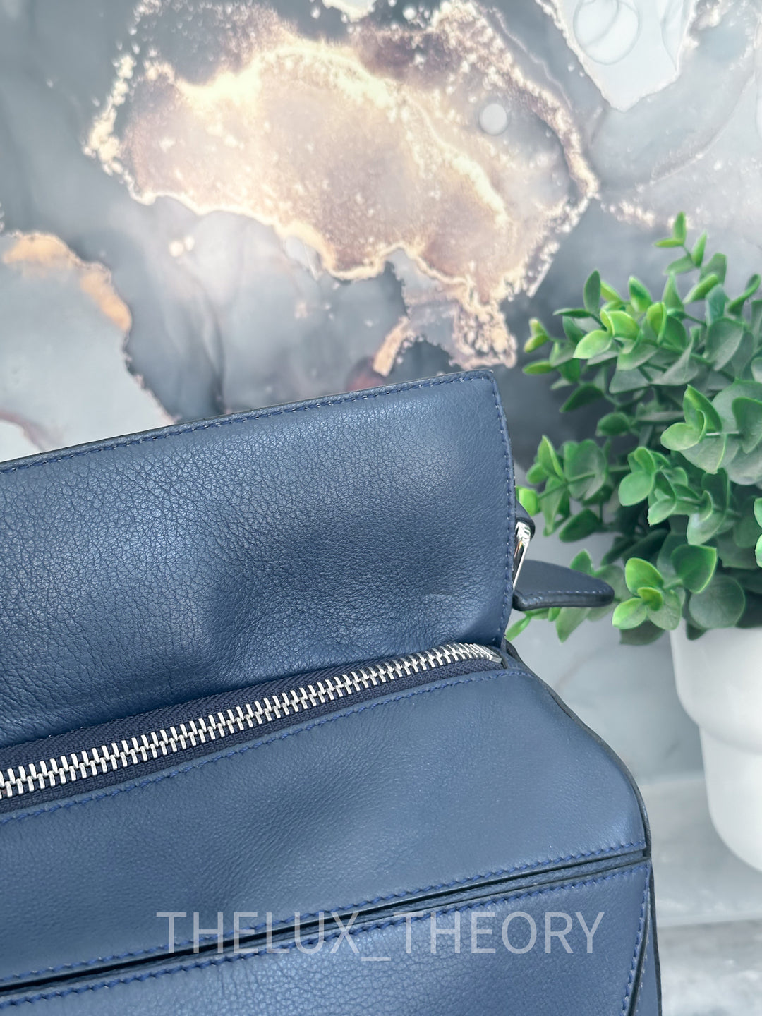 LOEWE PUZZLE MEDIUM NAVY BLUE SILVER HARDWARE (OLD VERSION)