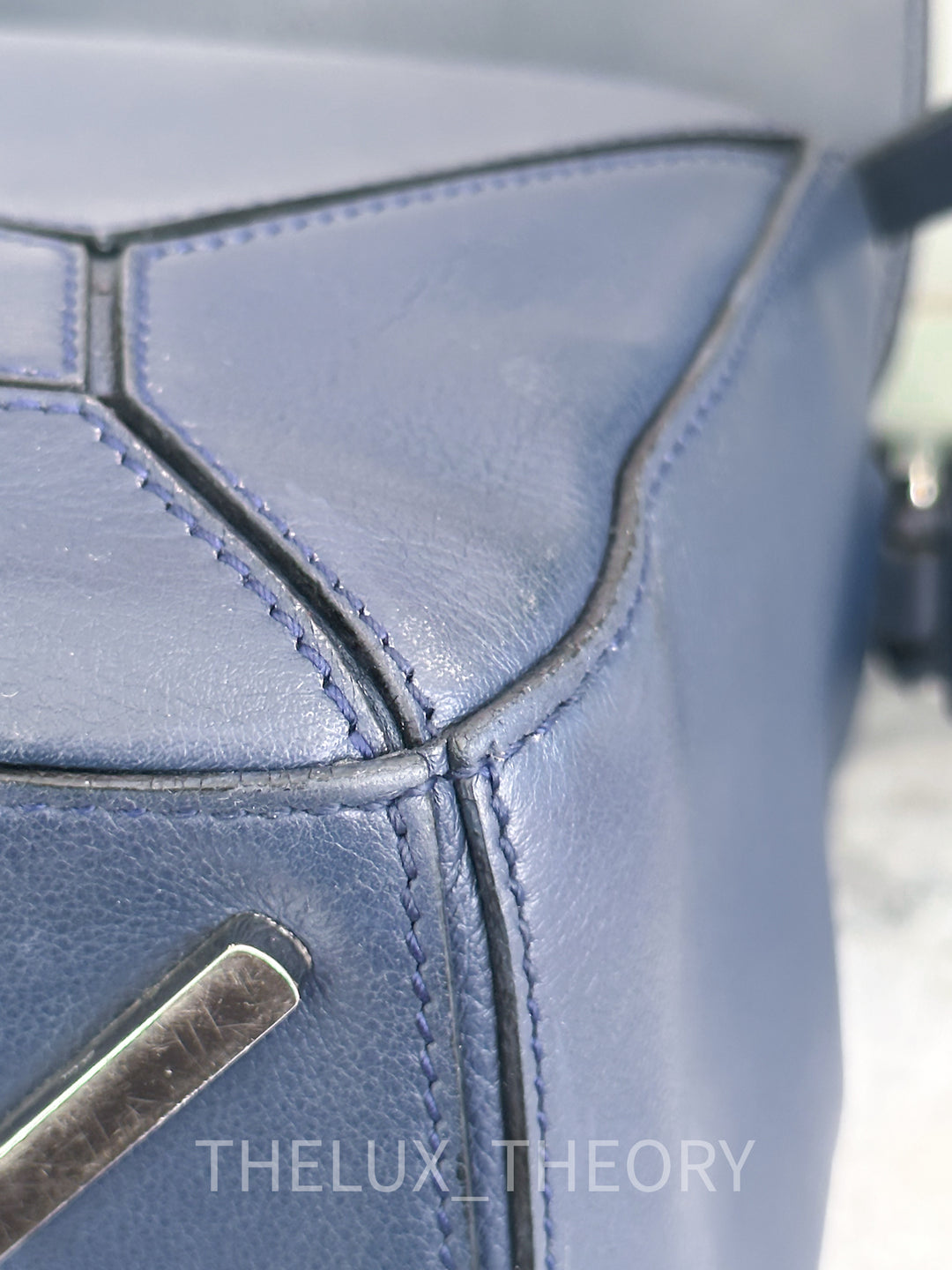 LOEWE PUZZLE MEDIUM NAVY BLUE SILVER HARDWARE (OLD VERSION)