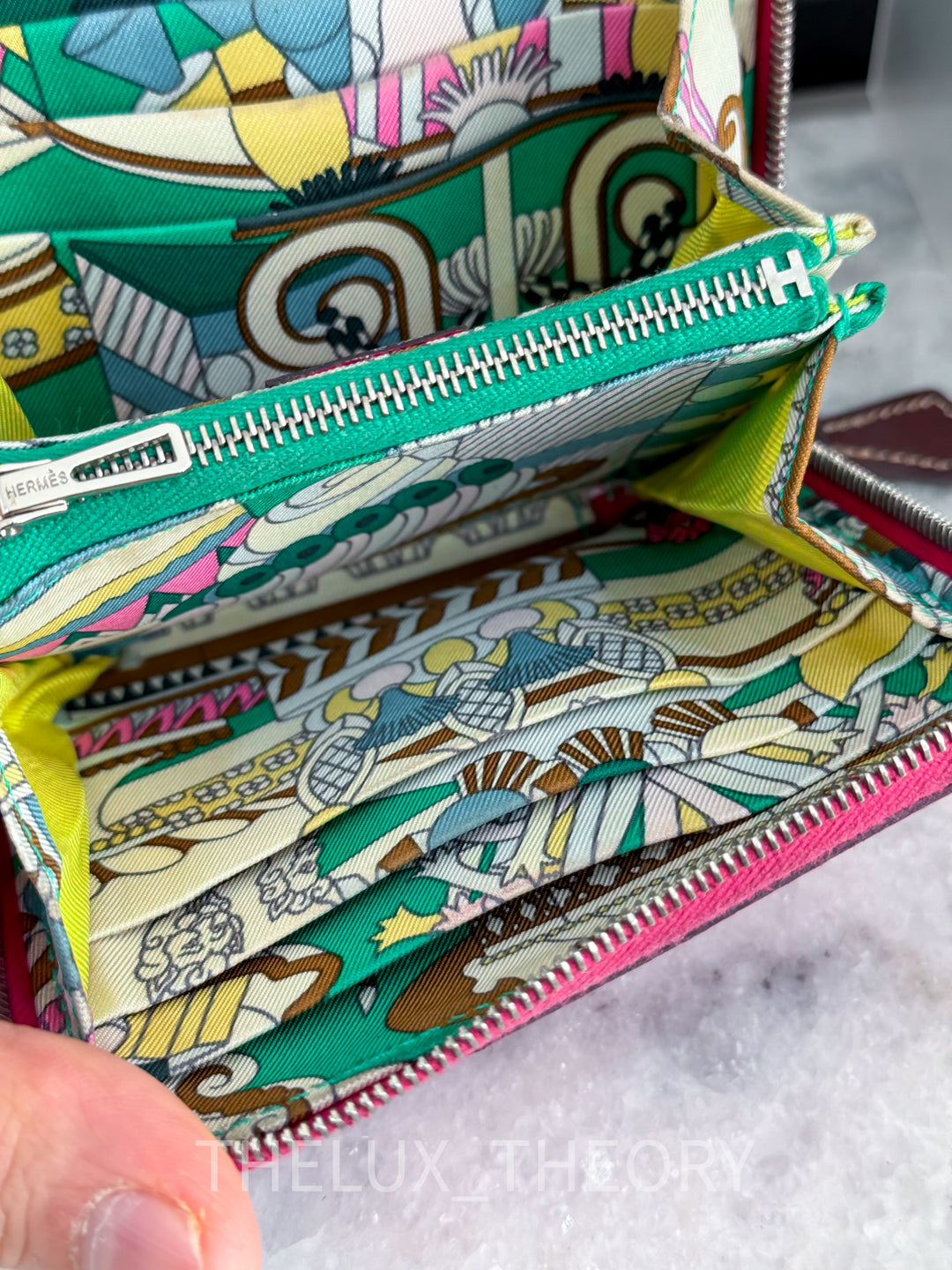 H PORTEFEUILLE SILK IN COMPACT EPSOM FRAMBOISE/MENTHE 2022
