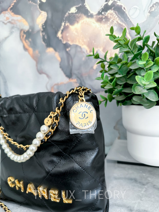 23S BLACK MINI 22 BAG WITH PEARL – THE LUX THEORY
