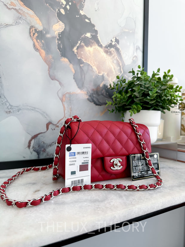 Chanel Classic Medium Double Flap 17B Red Quilted Caviar with
