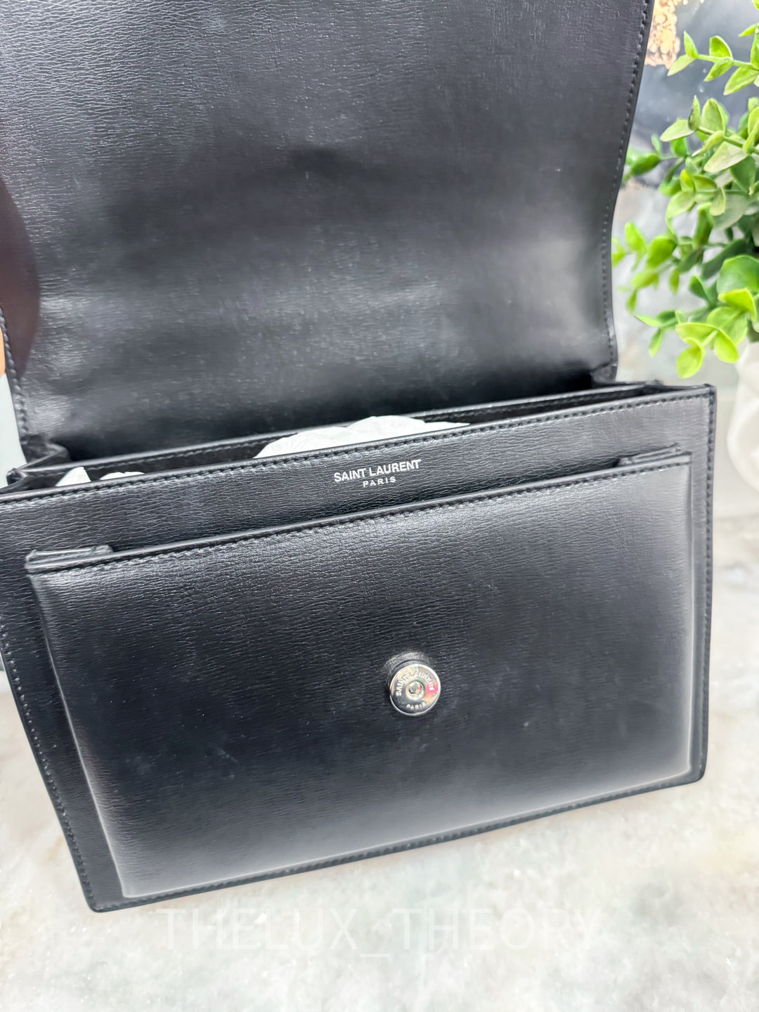 YSL SUNSET MEDIUM SMOOTH CALFSKIN SILVER HARDWARE