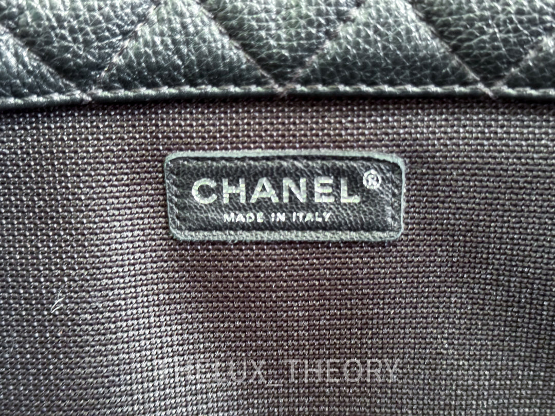 16S XXL TIMELESS CLASSIC SINGLE FLAP METALLIC BLACK CALFSKIN AGED RUTHENIUM HARDWARE