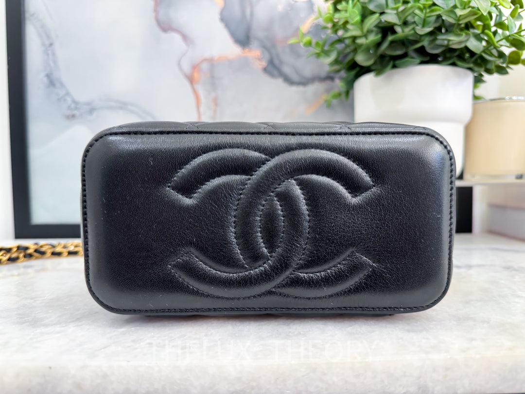 24K BLACK PEARL CRUSH VANITY LAMBSKIN AGED GOLD HARDWARE