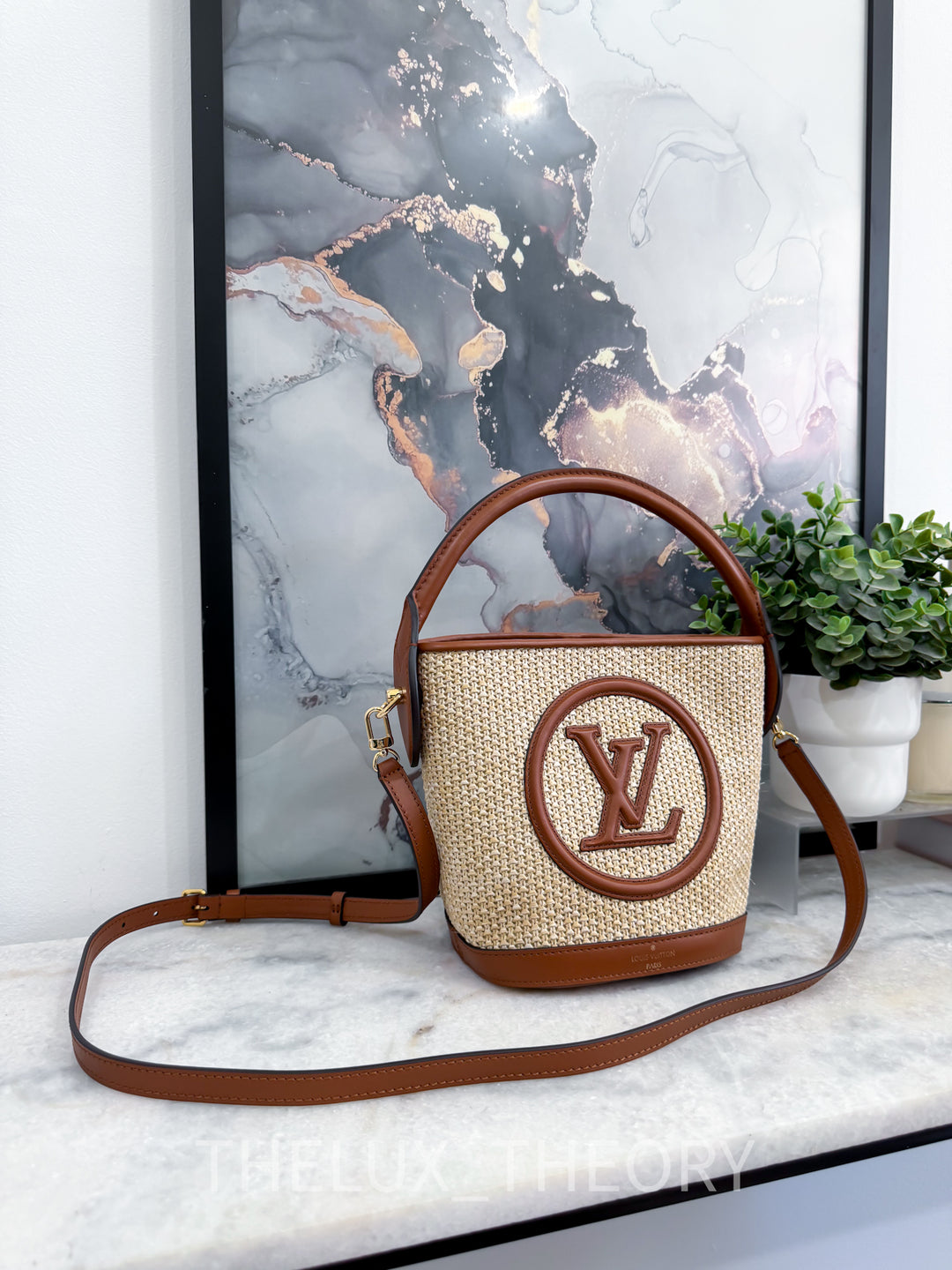 L.V. PETITE RAFFIA BUCKET BAG