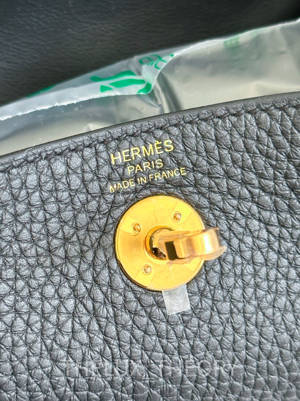 Hermes Mini Lindy Black Clemence Gold Hardware