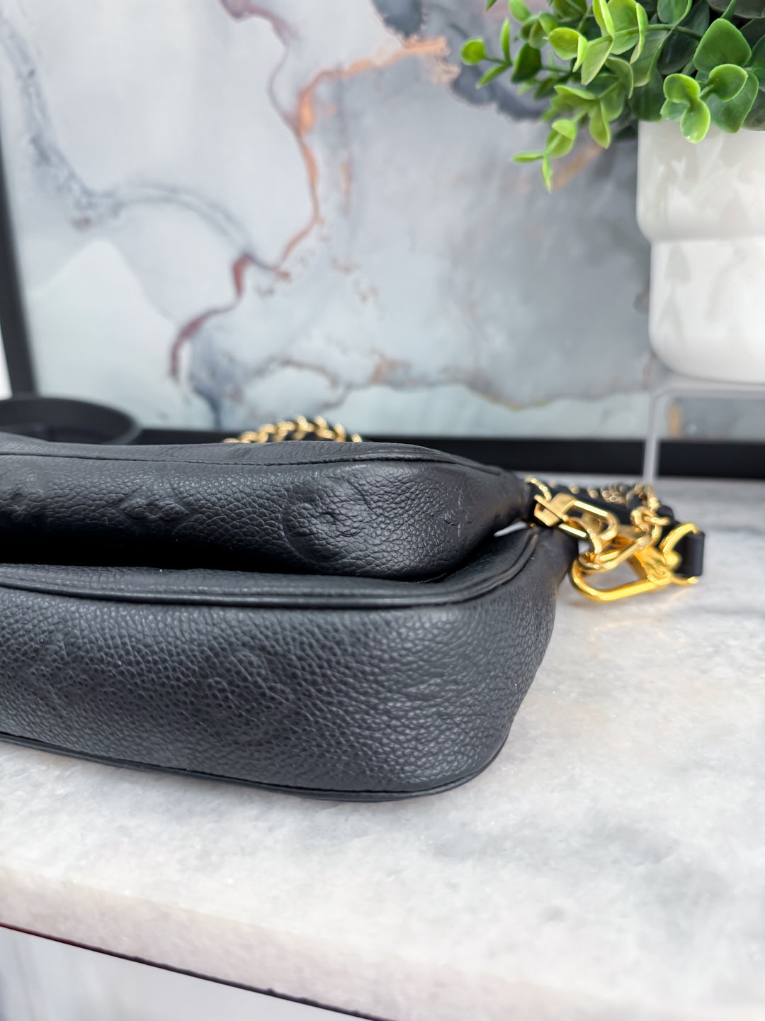L.V MULTI POCHETTE ACCESSORIES BLACK MONOGRAM EMPREINTE GHW