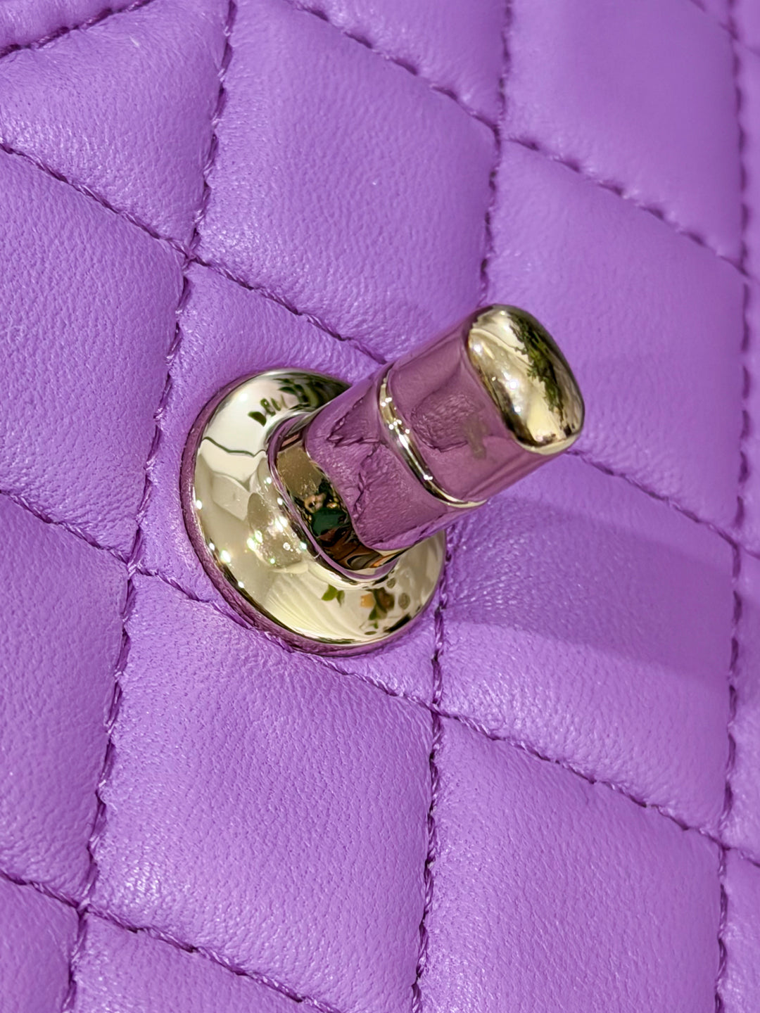 22S PURPLE CC IN LOVE LARGE HEART BAG LAMBSKIN LIGHT GOLD HARDWARE