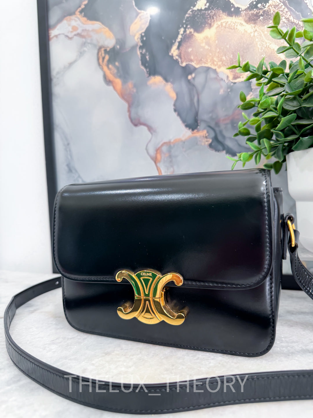CELINE TRIOMPHE TEEN BLACK GOLD HARDWARE