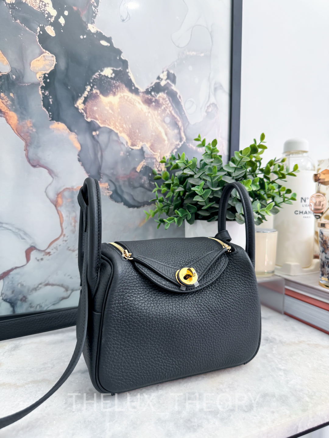 H MINI LINDY BLACK CLEMENCE GOLD HARDWARE (W 2024)