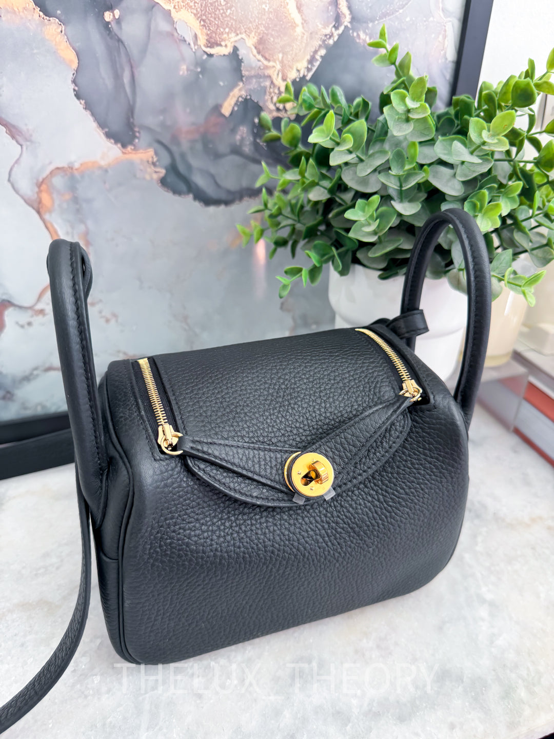 H MINI LINDY BLACK CLEMENCE GOLD HARDWARE (W 2024)