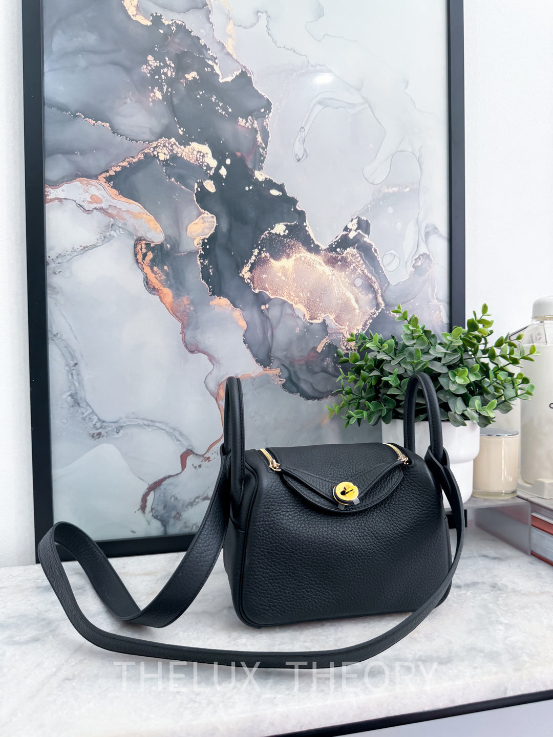 H MINI LINDY BLACK CLEMENCE GOLD HARDWARE (W 2024)
