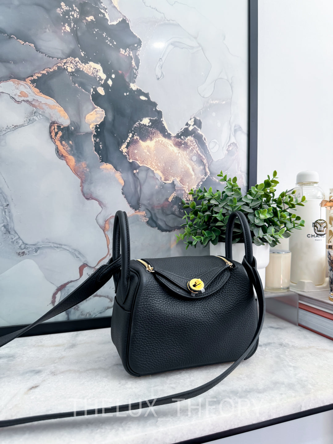 H MINI LINDY BLACK CLEMENCE GOLD HARDWARE (W 2024)