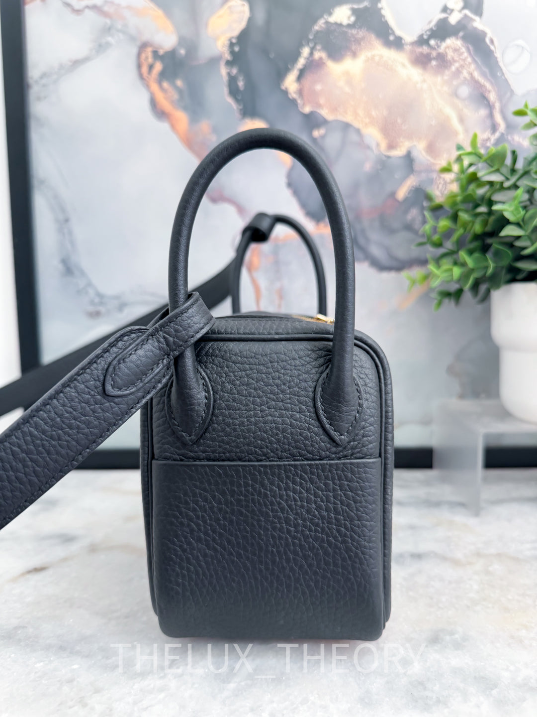 H MINI LINDY BLACK CLEMENCE GOLD HARDWARE (W 2024)