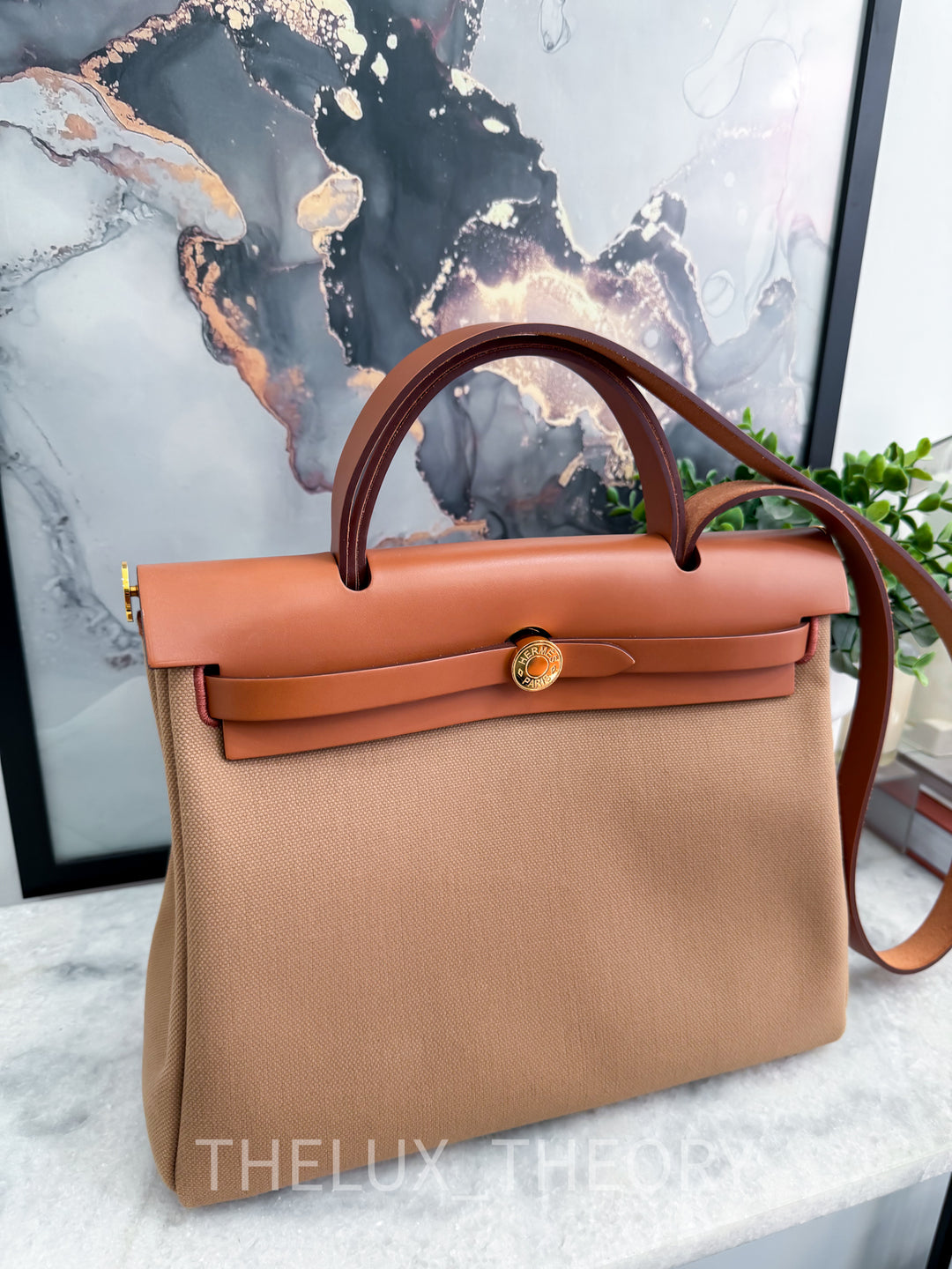 HERBAG ZIP 31 VACHE HUNTER CHAI/FAUVE