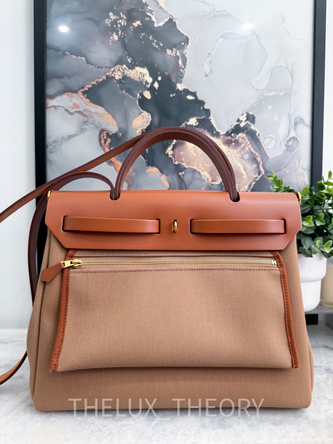 HERBAG ZIP 31 VACHE HUNTER CHAI/FAUVE