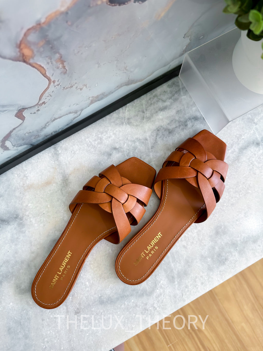 YSL TRIBUTE MULES TAN