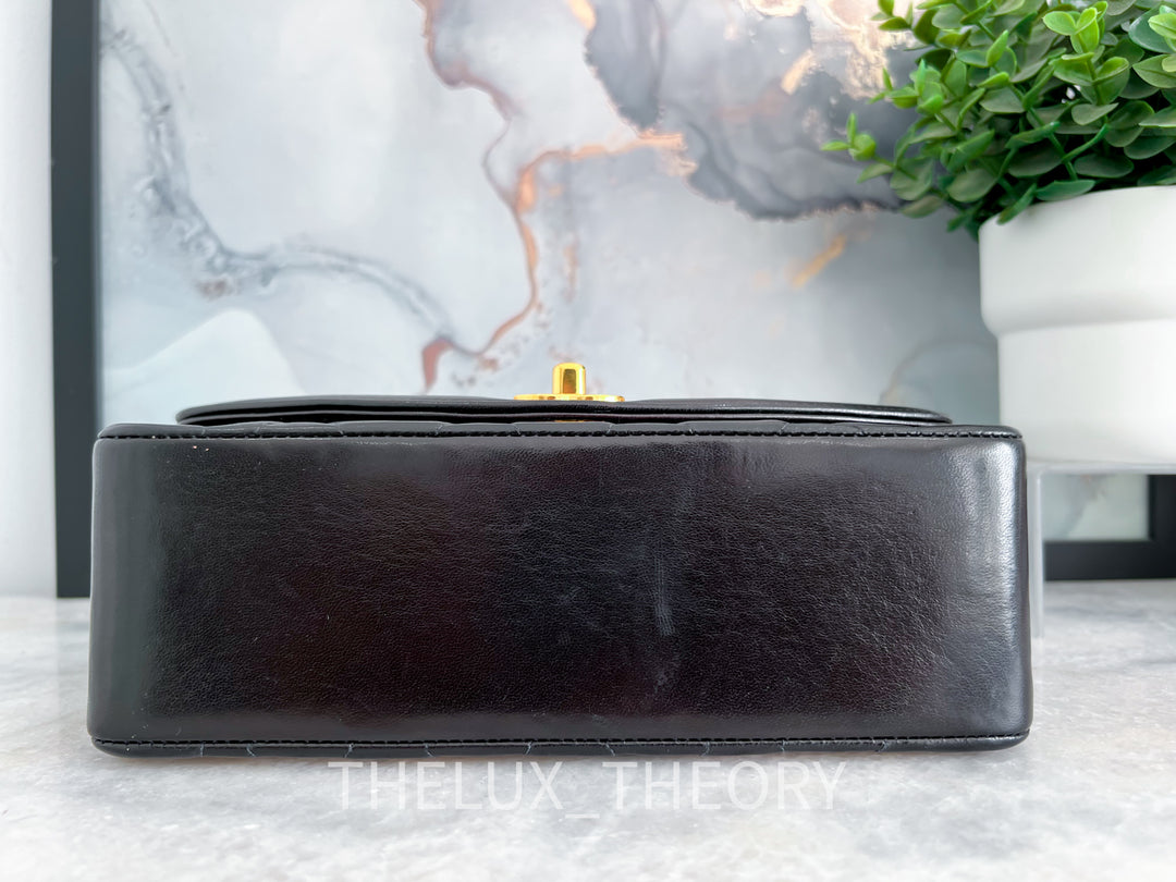 SMALL DIANA BLACK LAMBSKIN 24K GOLD HARDWARE