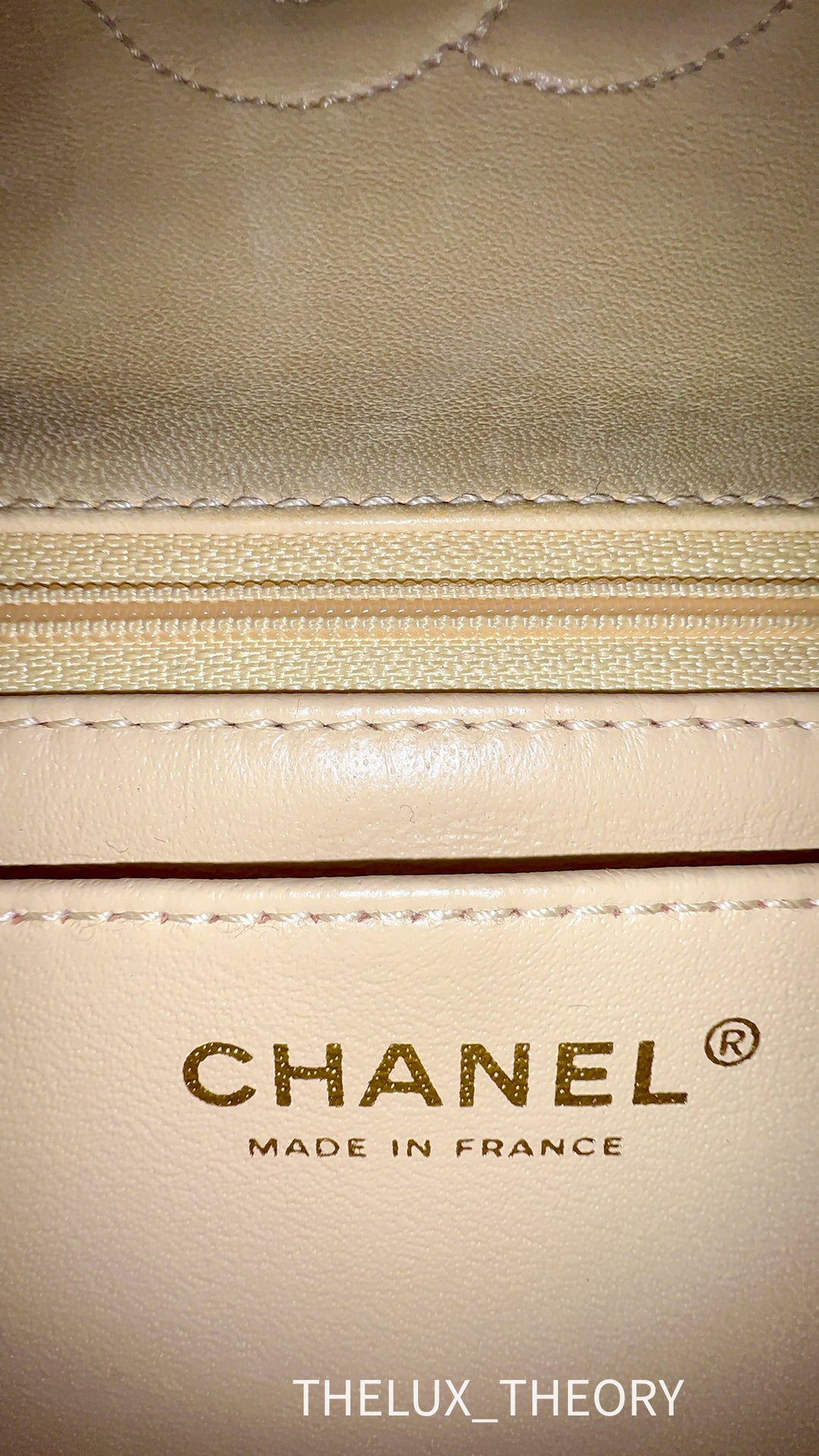 VINTAGE (9 SERIES) MINI SQUARE CLASSIC FLAP BEIGE LAMBSKIN 24K GOLD HARDWARE