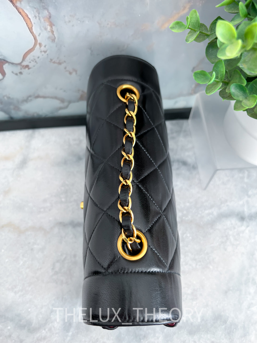 SMALL DIANA BLACK LAMBSKIN 24K GOLD HARDWARE