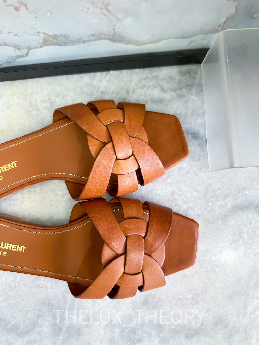 YSL TRIBUTE MULES TAN