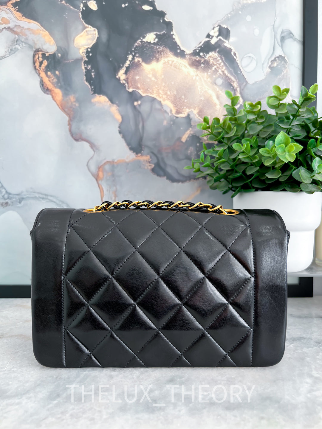 SMALL DIANA BLACK LAMBSKIN 24K GOLD HARDWARE