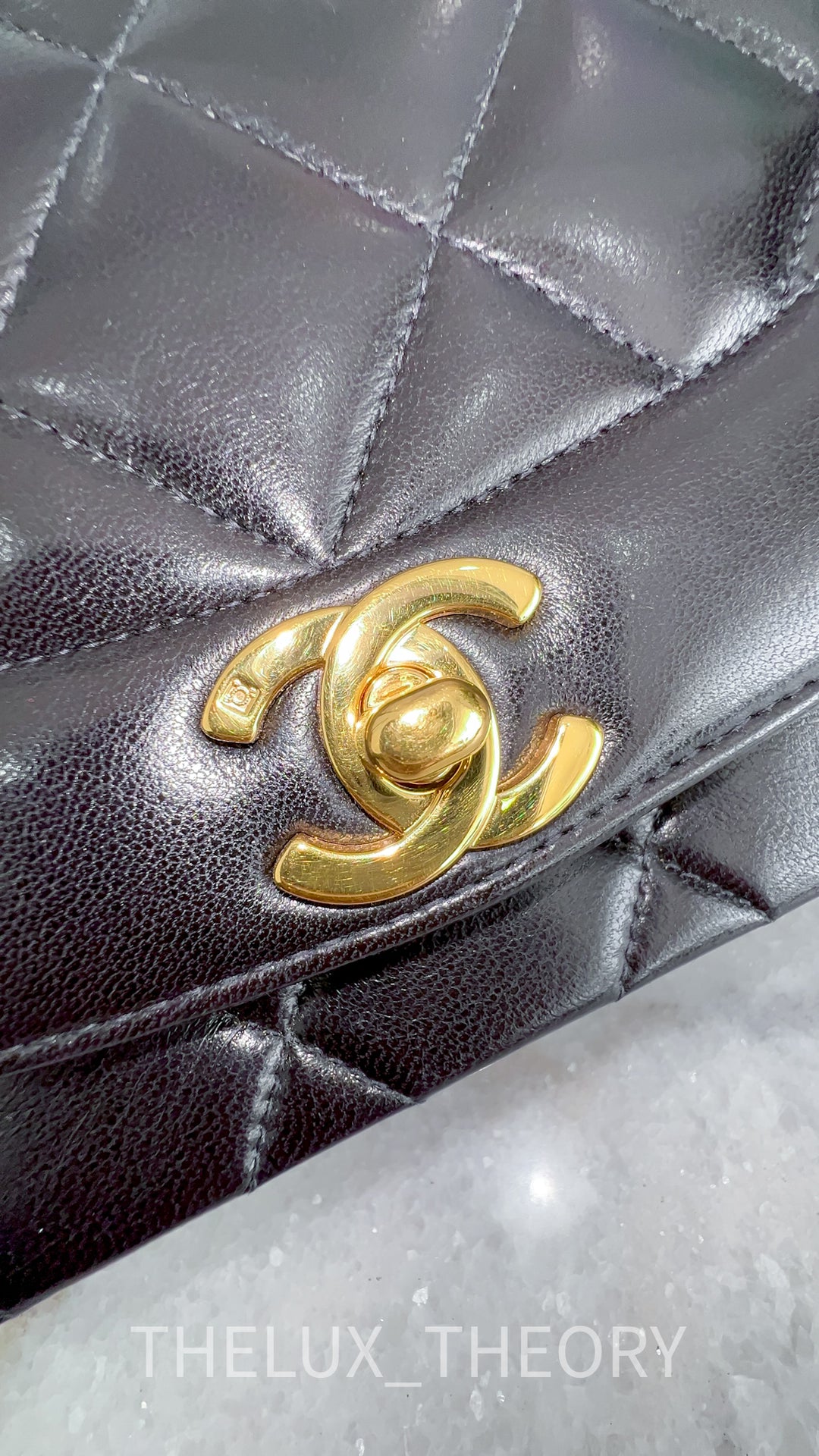 SMALL DIANA BLACK LAMBSKIN 24K GOLD HARDWARE
