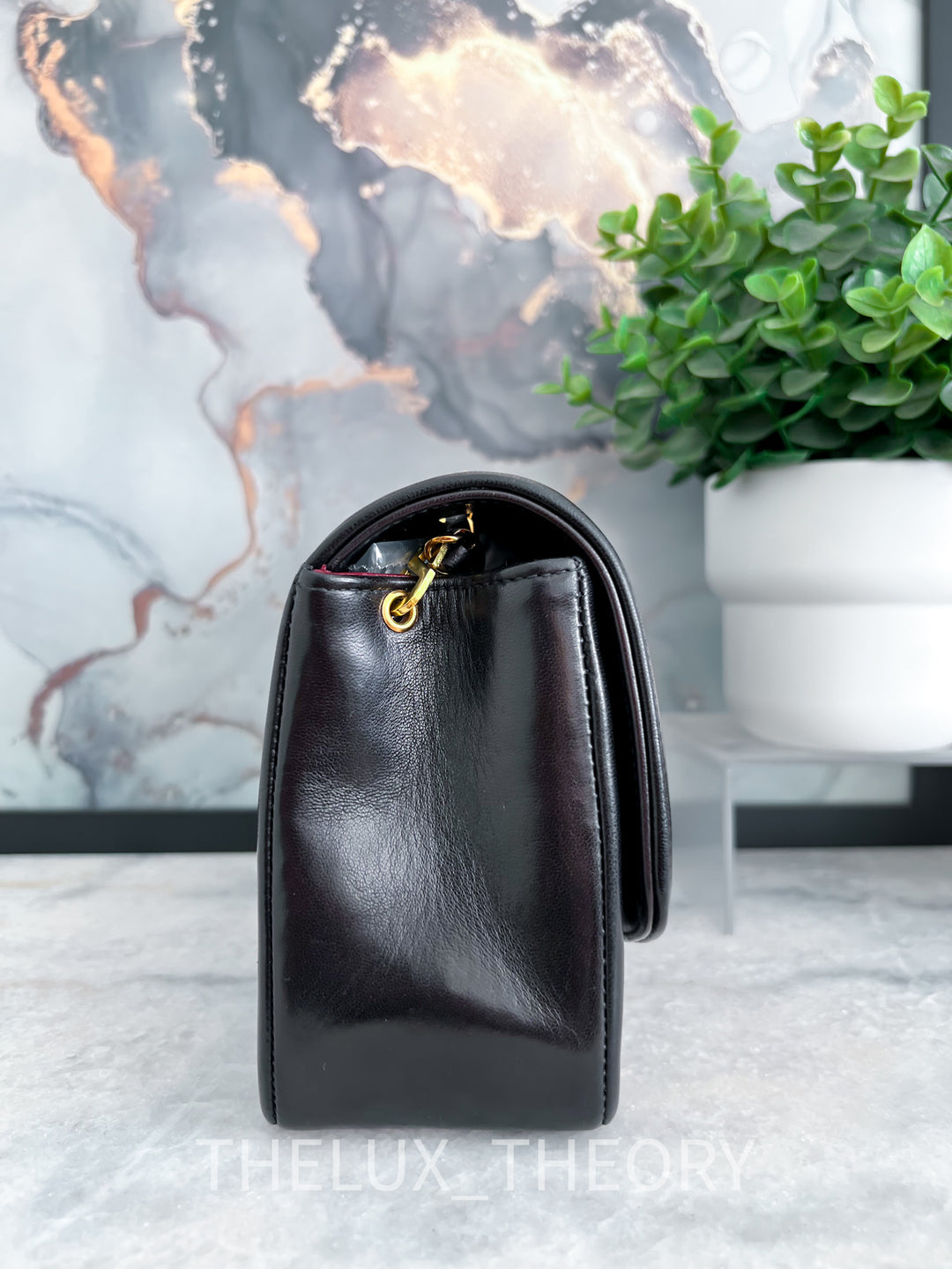 SMALL DIANA BLACK LAMBSKIN 24K GOLD HARDWARE
