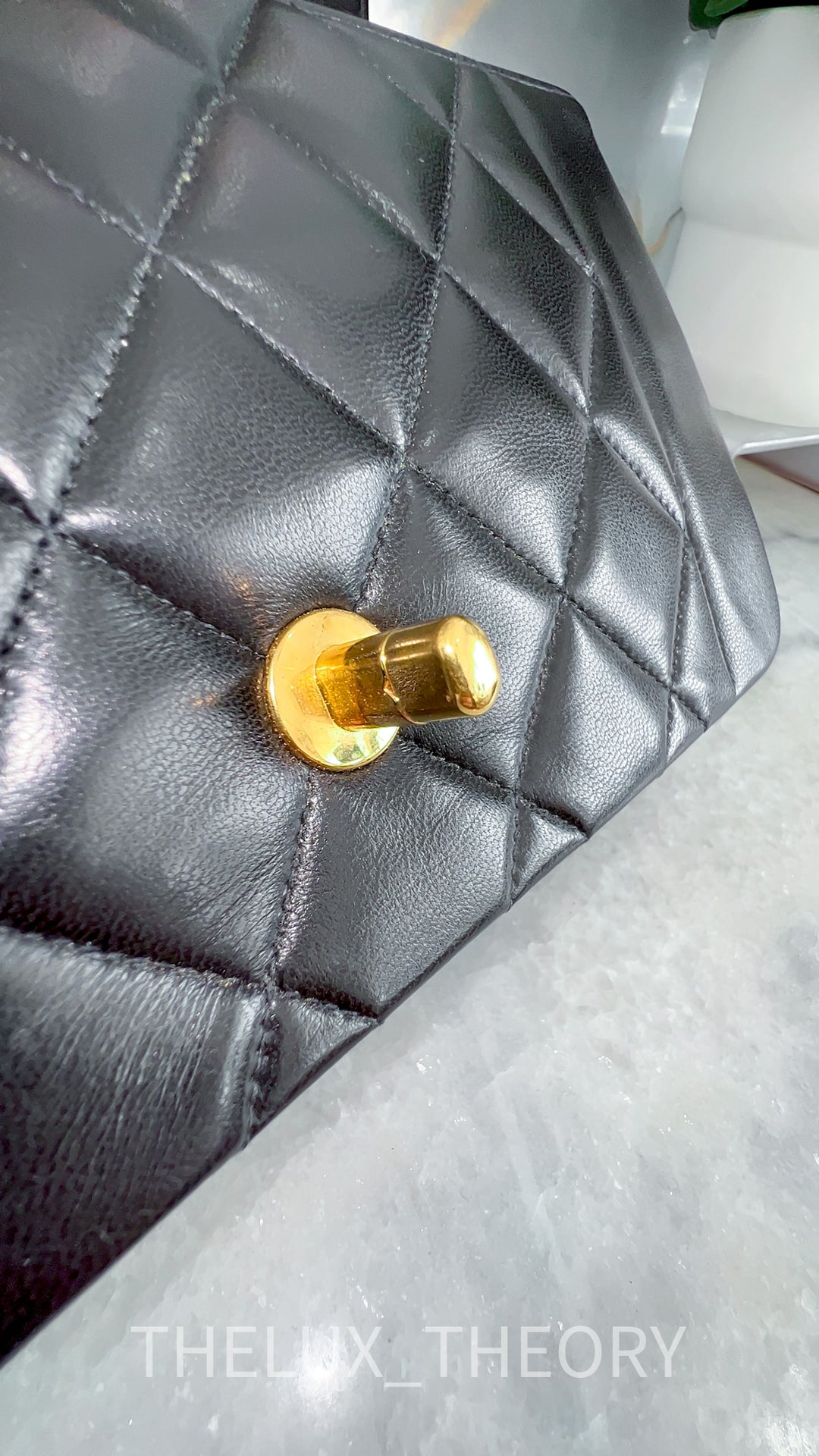 SMALL DIANA BLACK LAMBSKIN 24K GOLD HARDWARE
