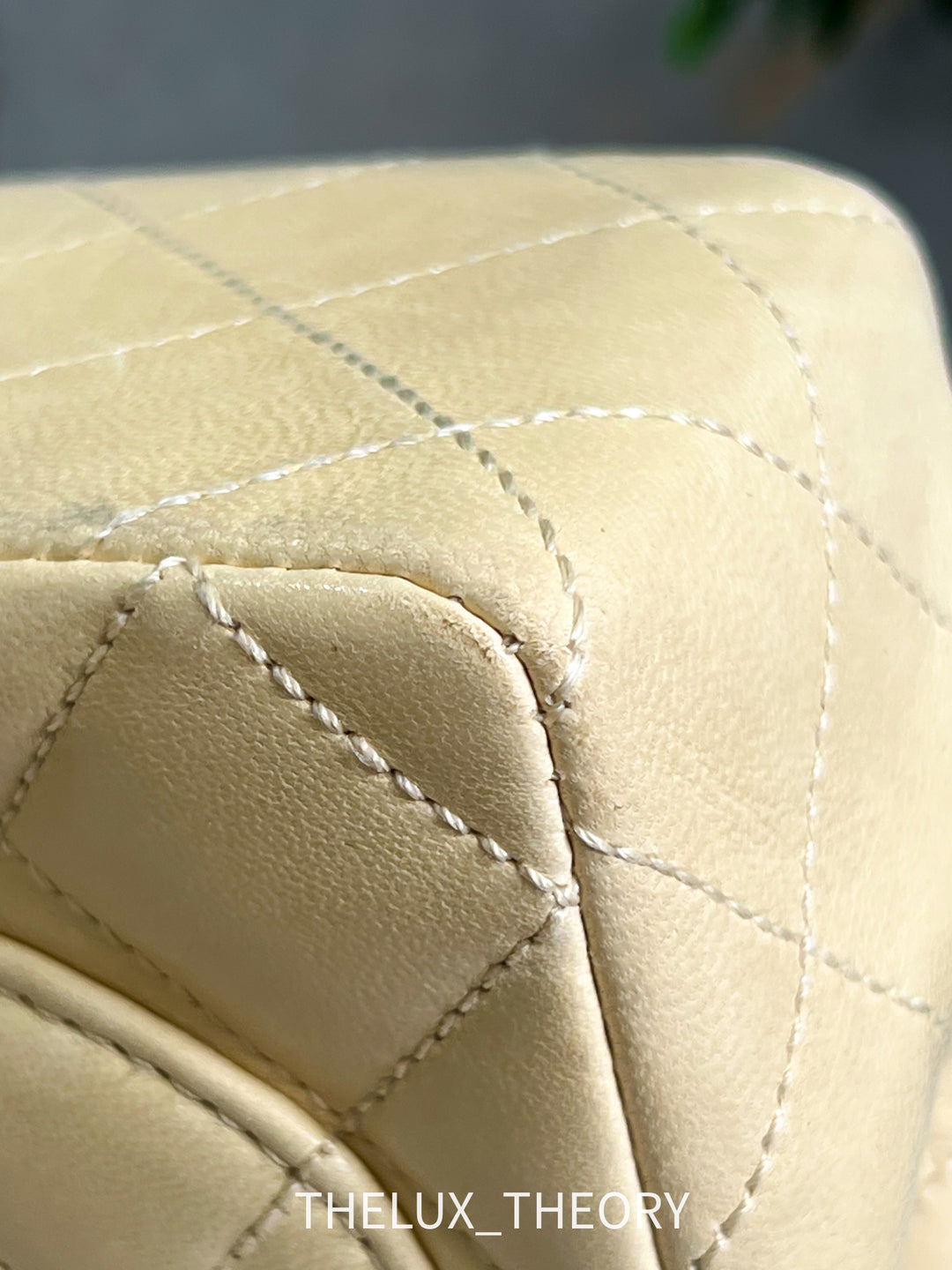 VINTAGE (9 SERIES) MINI SQUARE CLASSIC FLAP BEIGE LAMBSKIN 24K GOLD HARDWARE