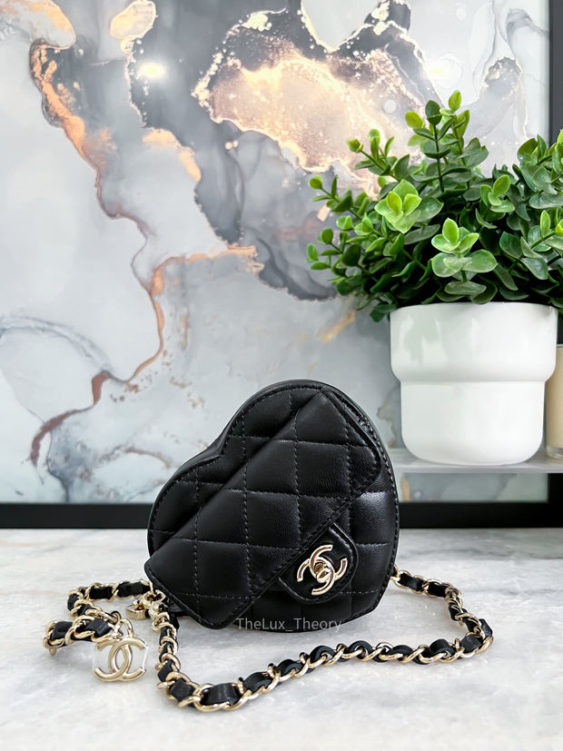 chanel heart belt bag black